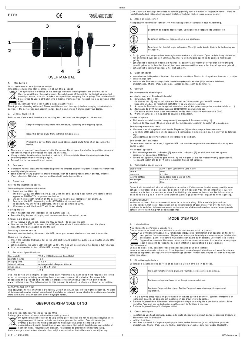 Velleman BTR1 user manual