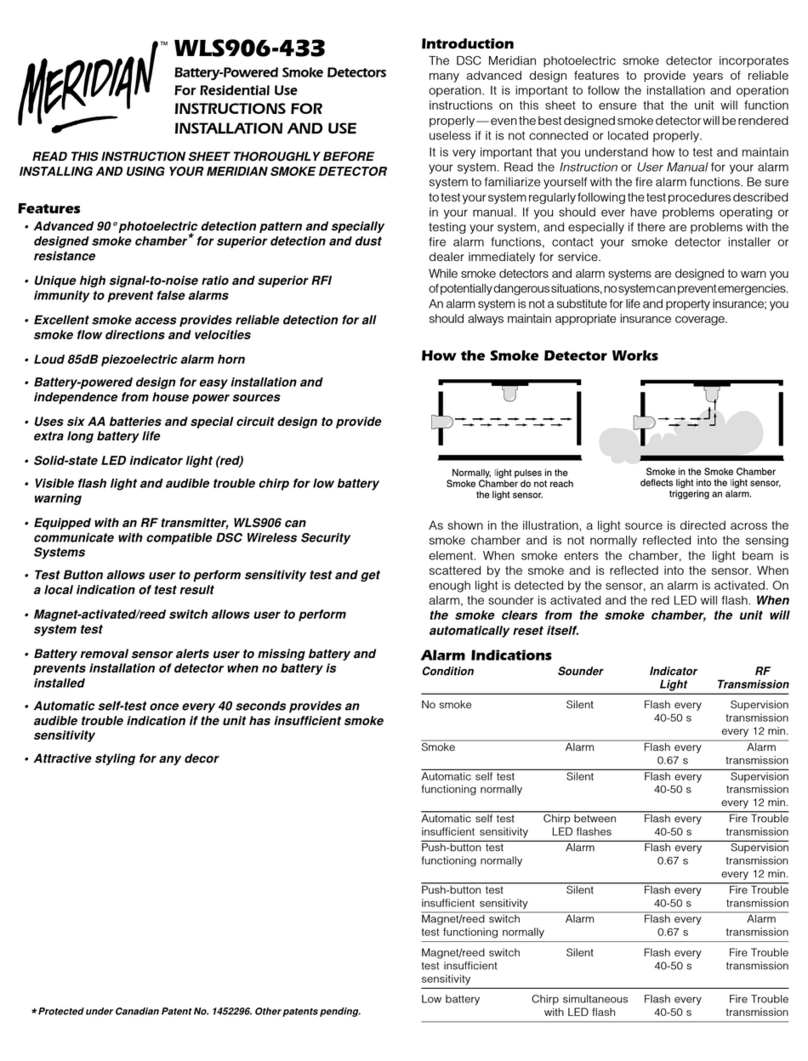 DSC Meridian WLS906-433 Instructions for installation and use