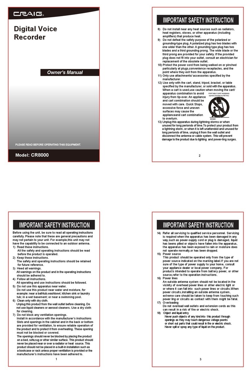 Craig CR8000 owner's manual