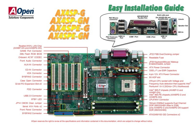 AOpen AX4SP-G Easy installation guide