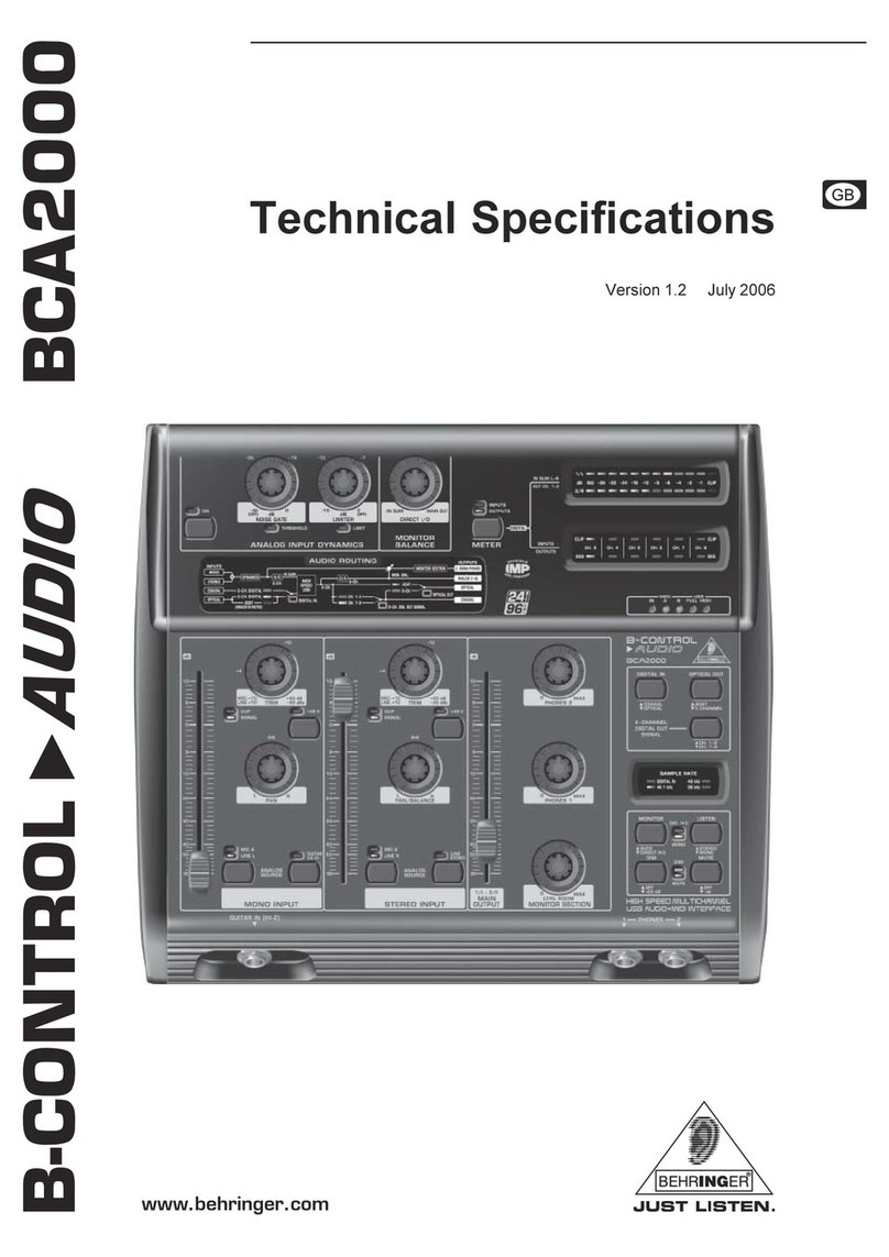 Behringer B-Control-Audio BCA2000 Technical specifications
