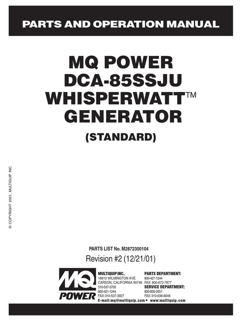MULTIQUIP MQ POWER DCA-85SSJU WHISPERWATT Parts and operation manual