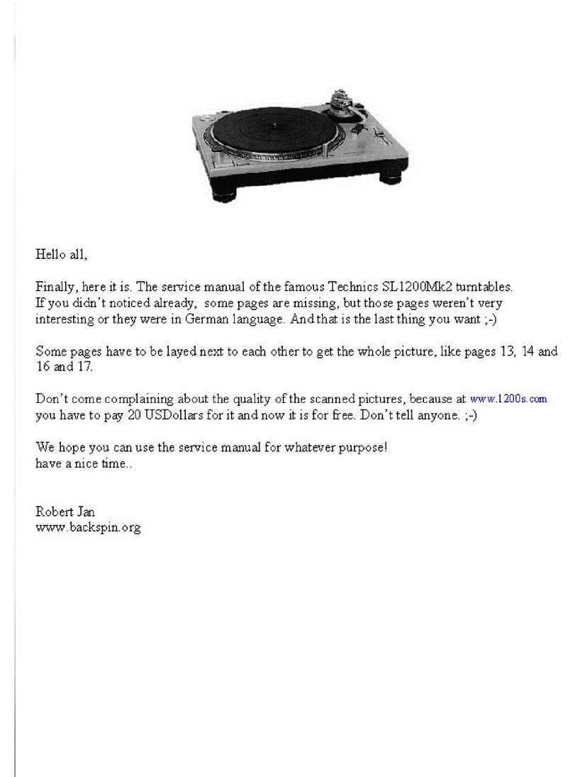 Technics SL-1200MK2 Operating manual Technics SL-1200MK2 Operating manual
