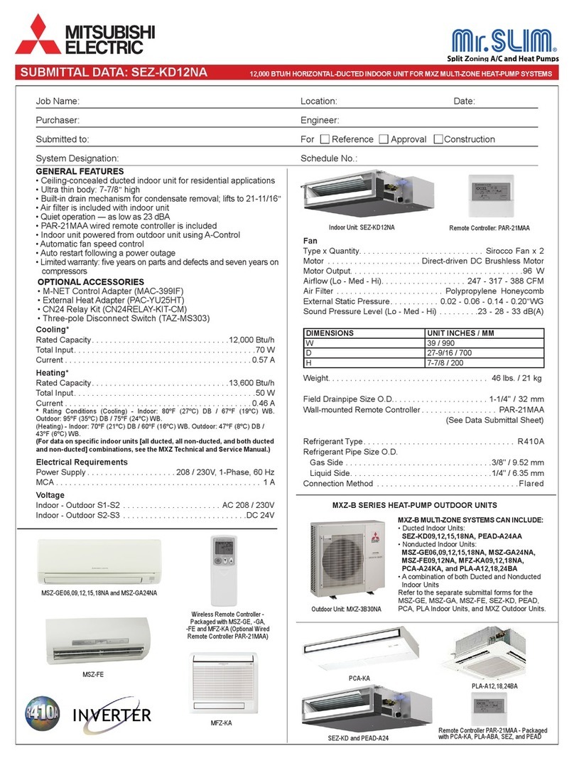 Mitsubishi Electric Mr. SLim SEZ-KD12NA Owner's manual