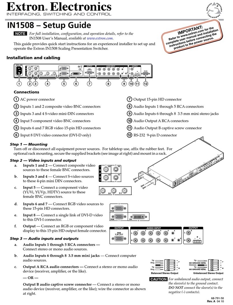 Extron electronics IN1508 Setup guide