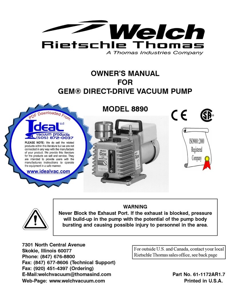 Welch 8890 owner's manual