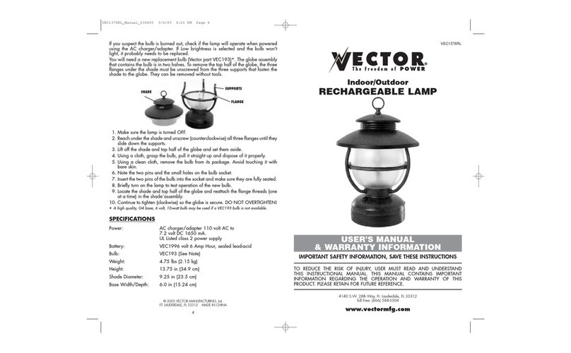 Vector RECHARGEABLE LAMP user manual