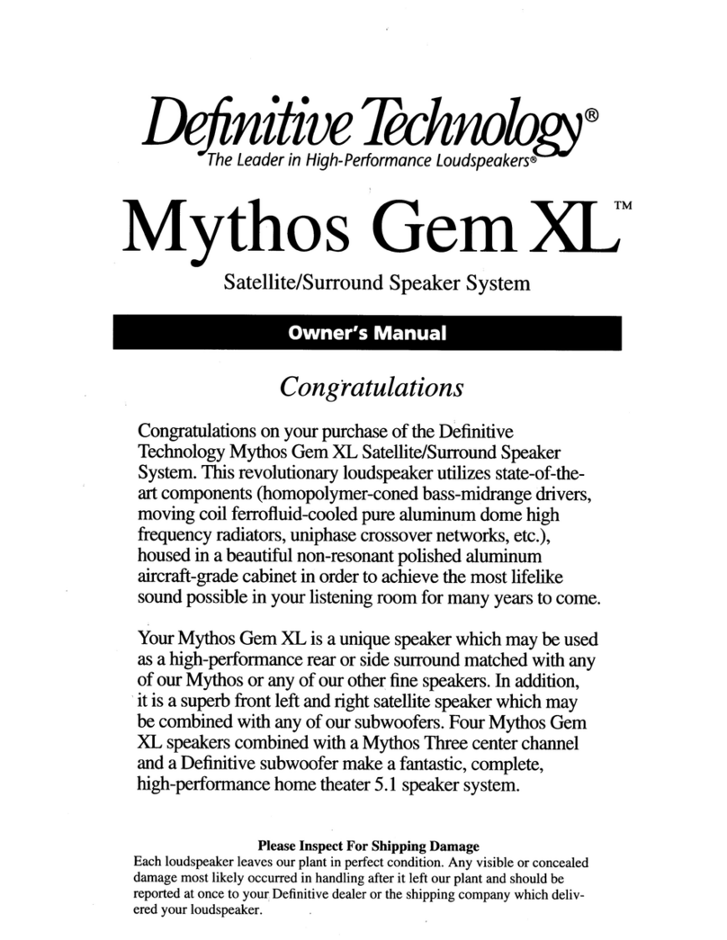 Definitive Technology Mythos Gem XL owner's manual