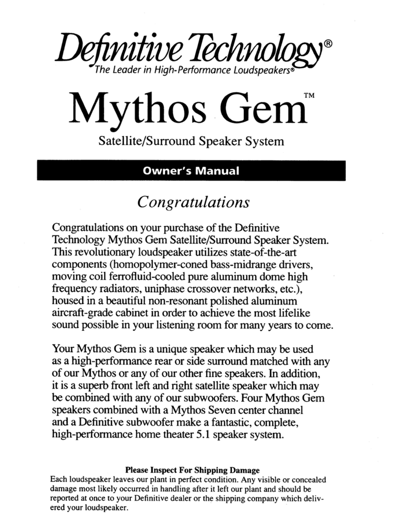 Definitive Technology Mythos Gem User manual