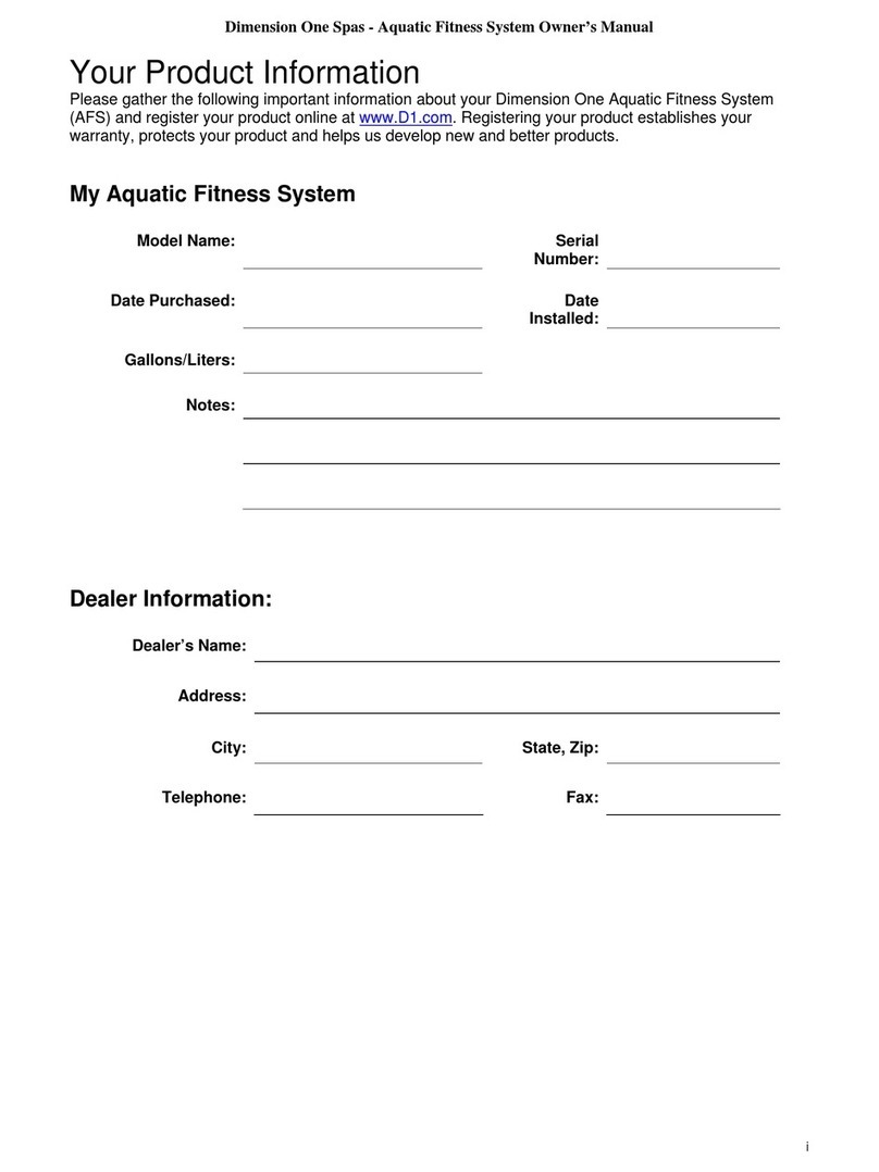 Dimension One Spas Aquatic Fitness System owner's manual