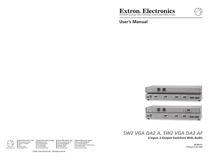 Extron electronics SW2 VGA DA2 A User manual