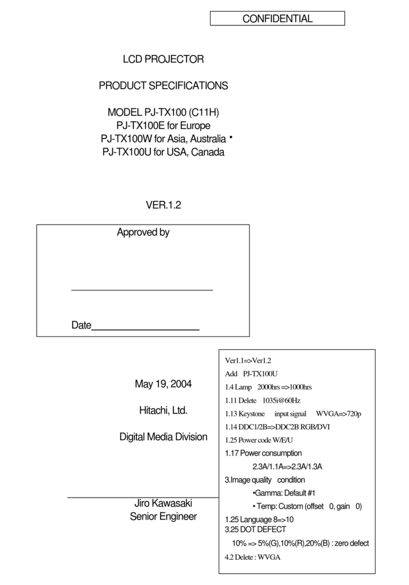 Hitachi PJ-TX100 Installation instructions