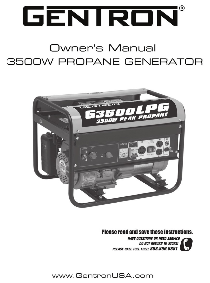 GENTRON PROPANE GENERATOR owner's manual