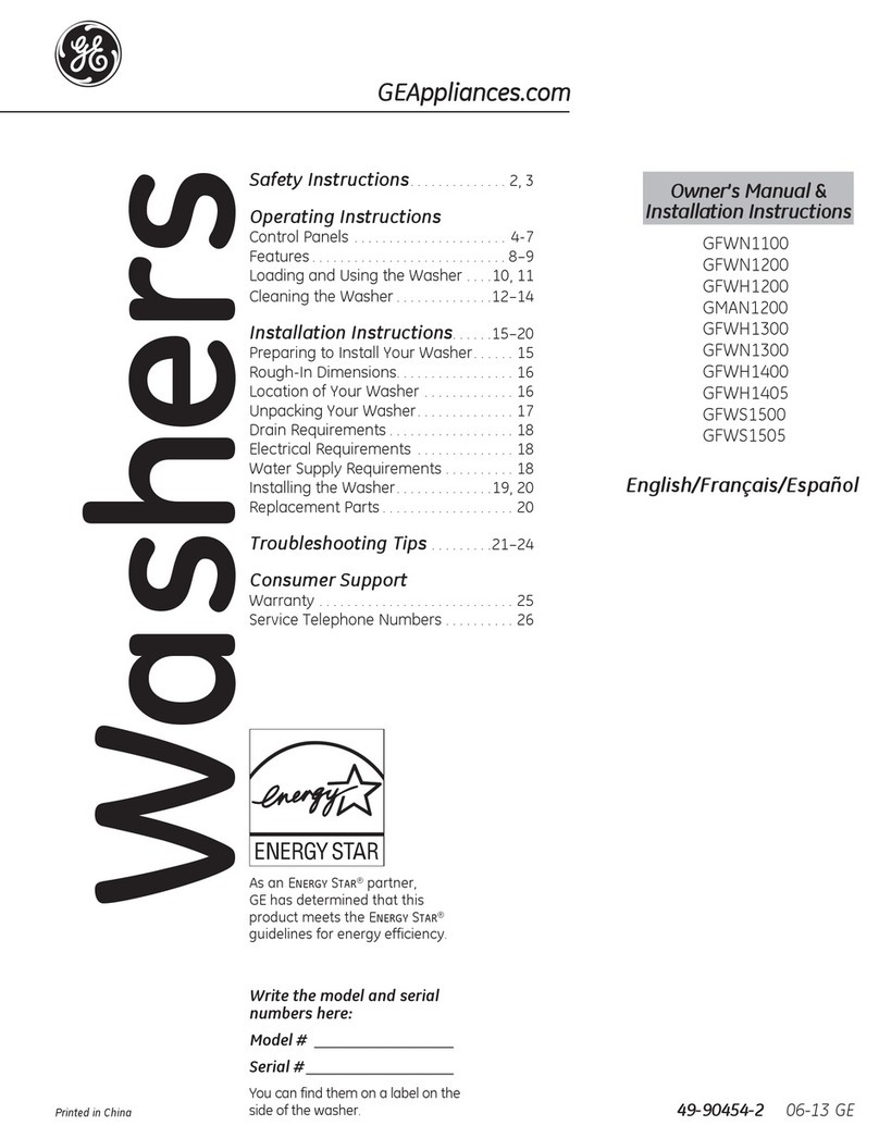 GE Appliances GFWN1100 User manual