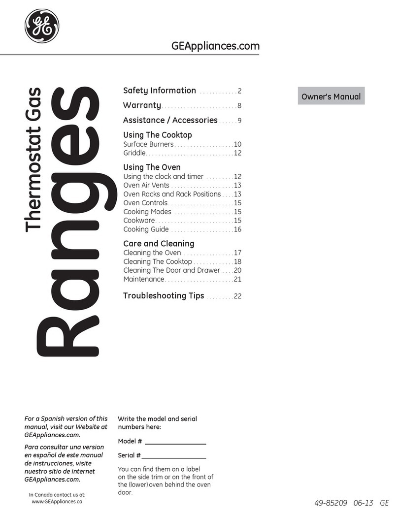 GE Thermostat Gas Ranges User manual