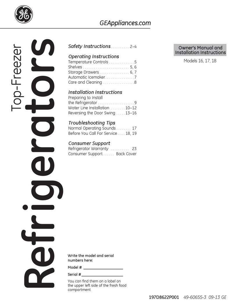 GE TOP-FREEZER 16 Operating instructions
