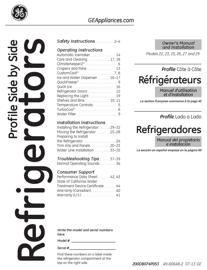 GE SIDE-BY-SIDE REFRIRATOR 22 Installation instructions