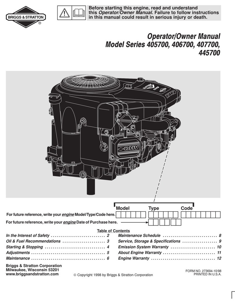 Briggs & Stratton 405700, 406700, 407700, 445700 User manual