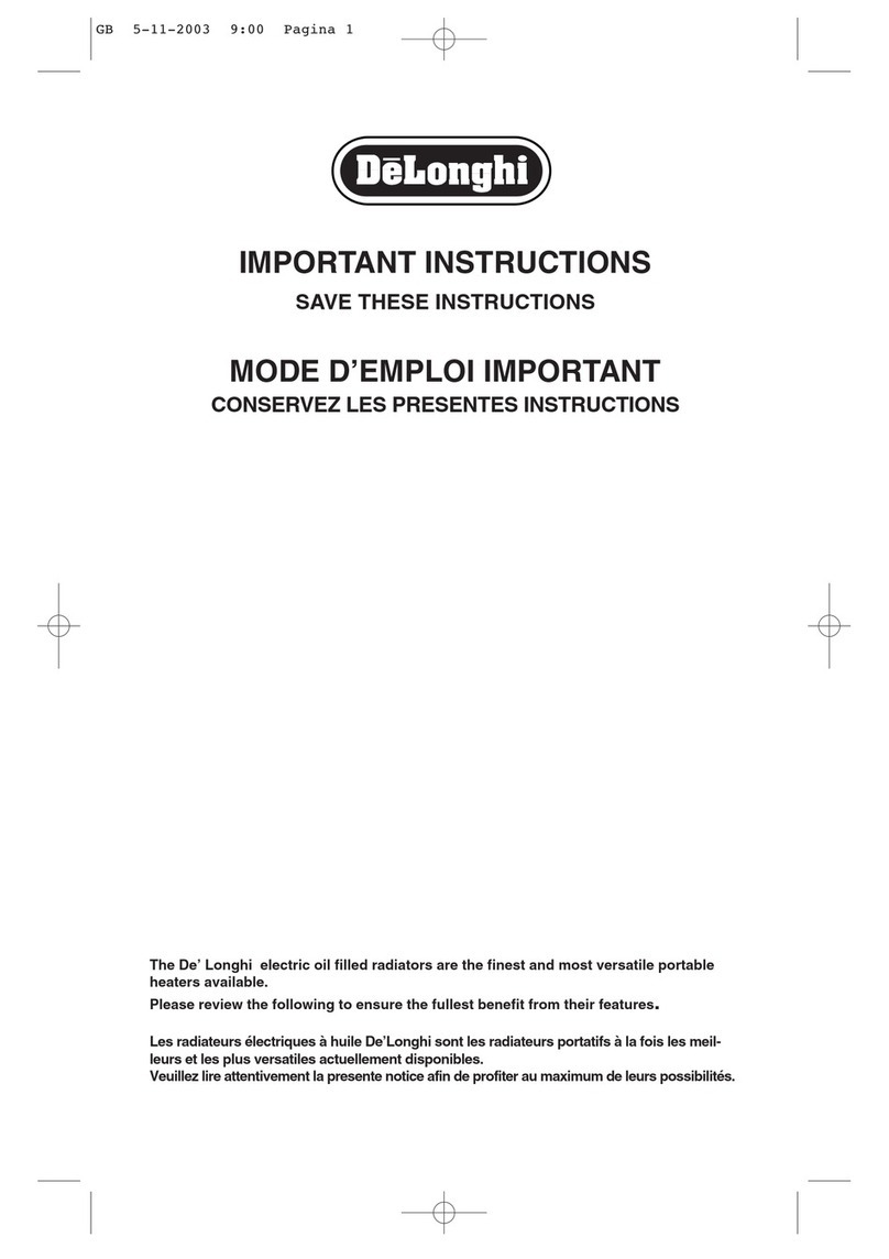 DeLonghi Heater Important instructions