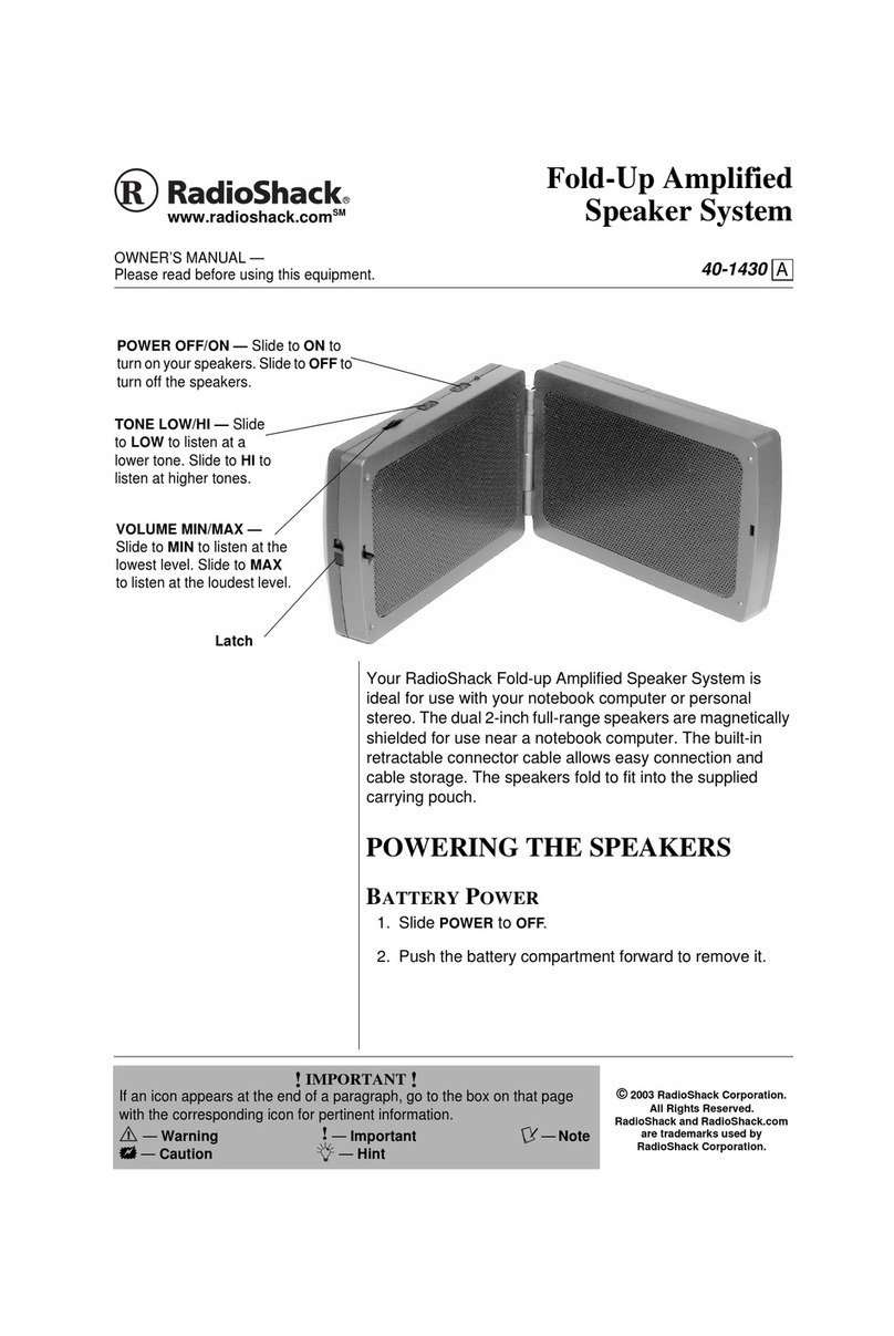 Radio Shack Fold-Up Amplified Speaker System owner's manual
