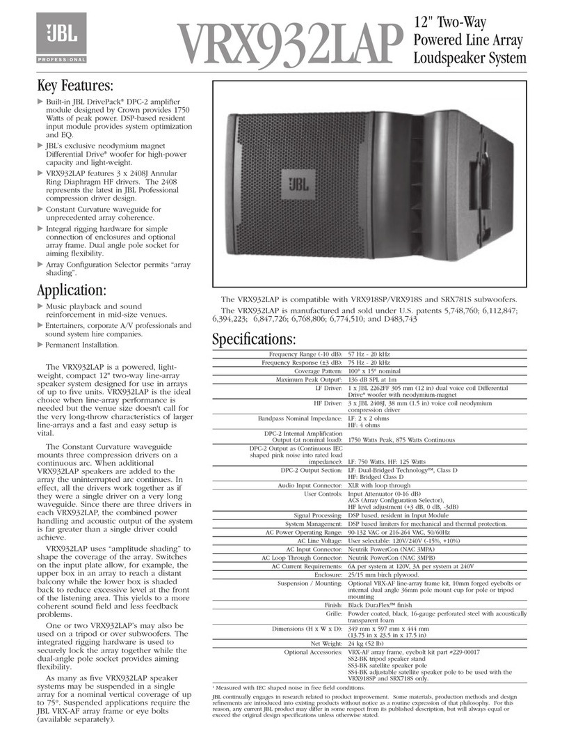 JBL VRX932LAP User manual