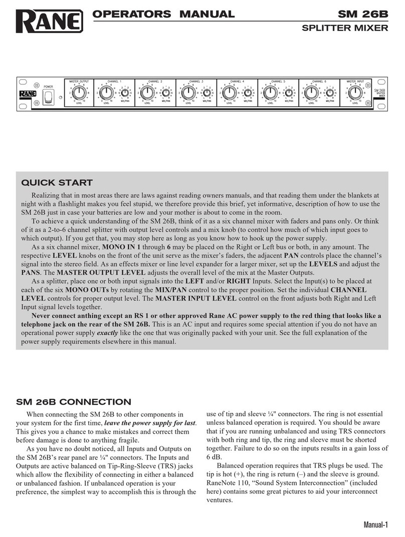 Rane SM 26B Operator's manual