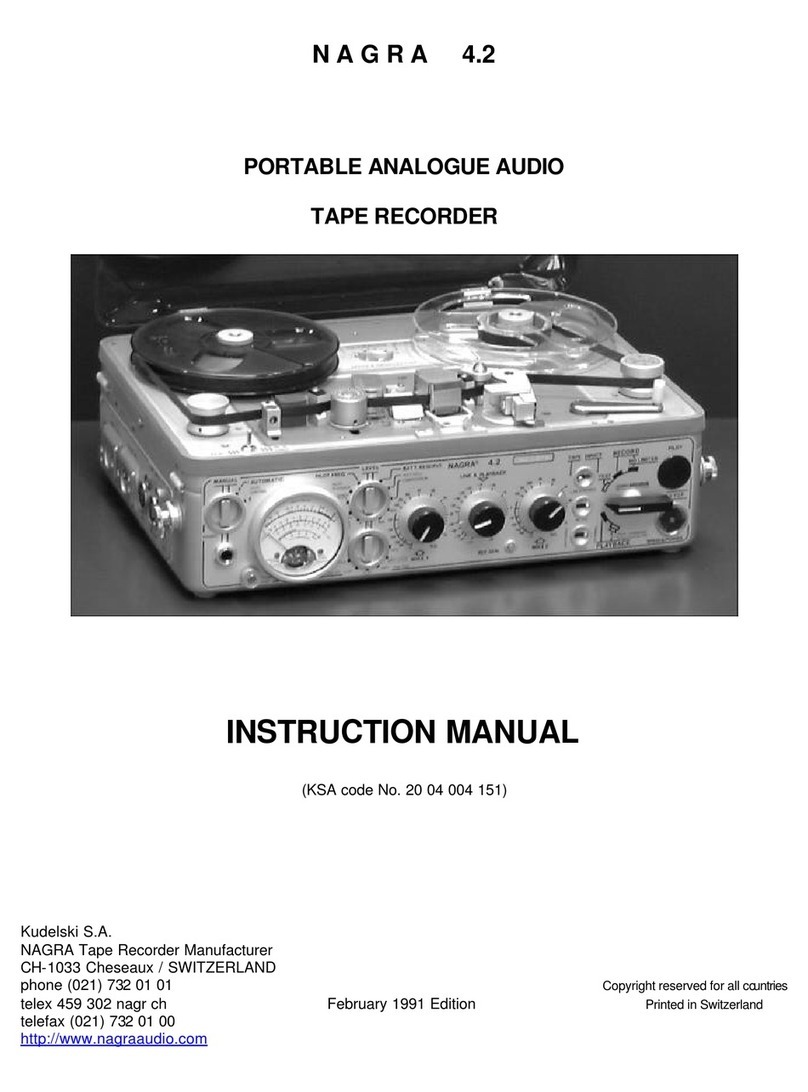 Nagra PORTABLE ANALOGUE AUDIO TAPE RECORDER instruction manual