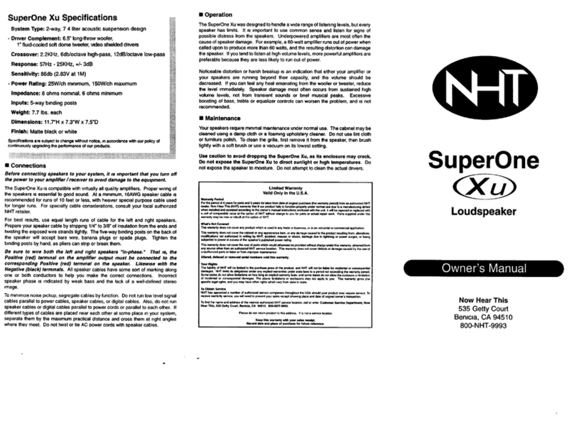 NHT SuperOne Xu User manual