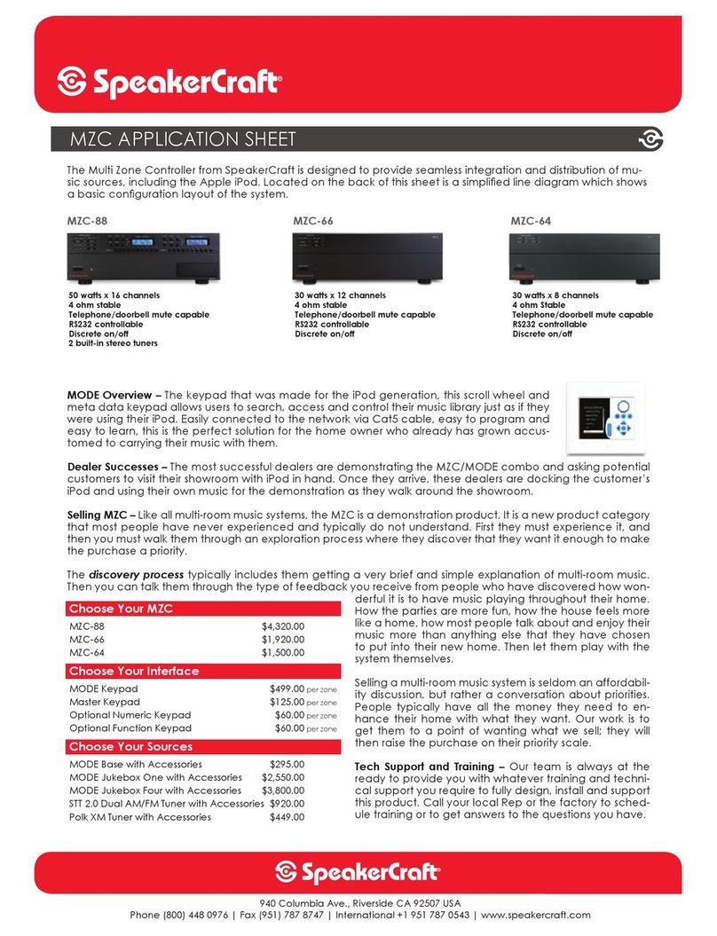 SpeakerCraft MZC-88 Quick install guide