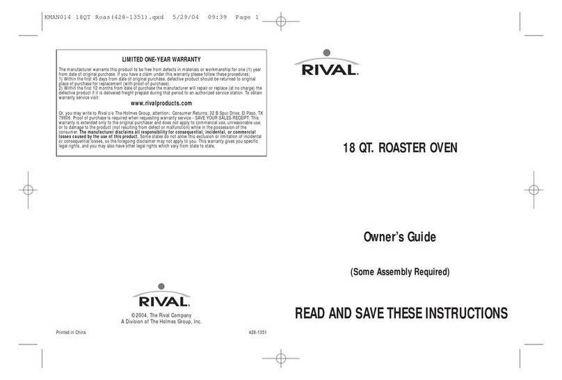 Rival 18 QT. ROASTER OVEN User manual Rival 18 QT. ROASTER OVEN User manual