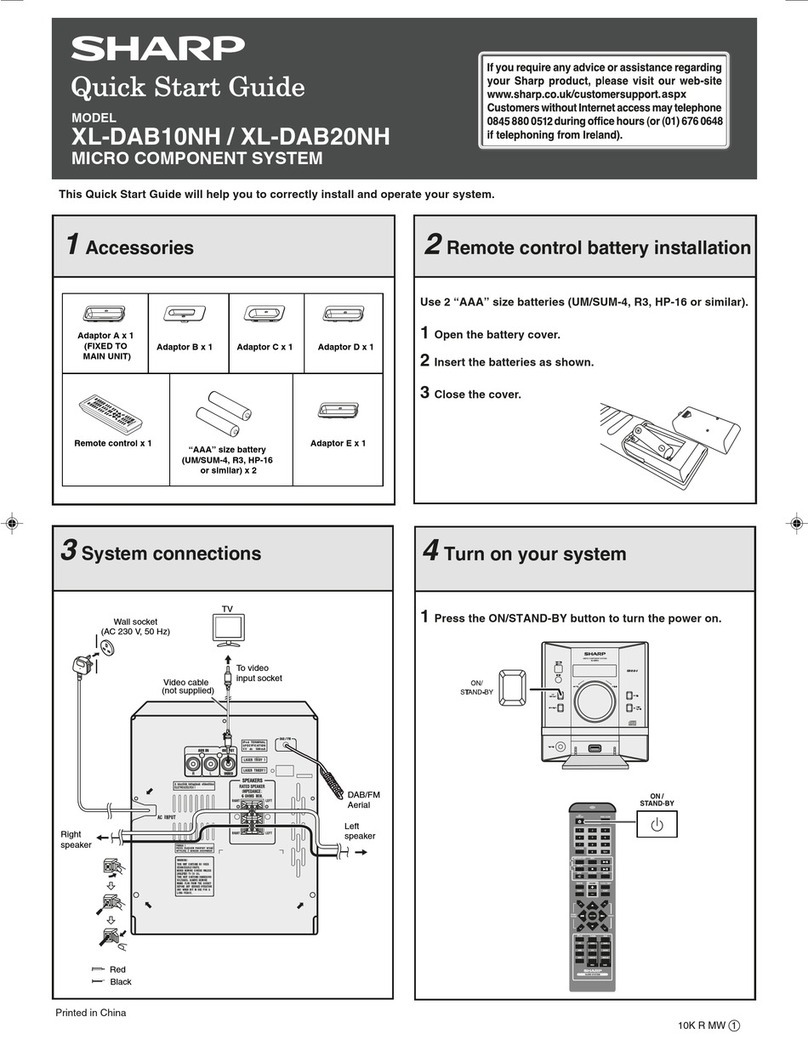 Sharp XL-DAB10NH quick start guide