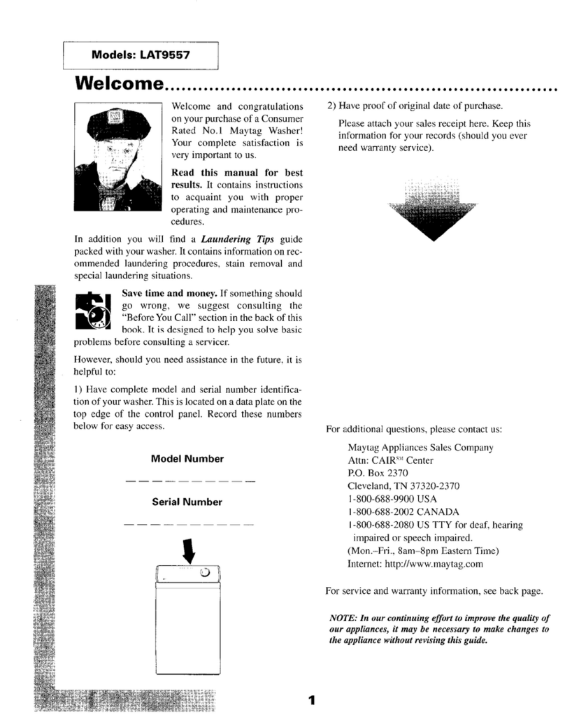 Maytag LAT9557 User manual