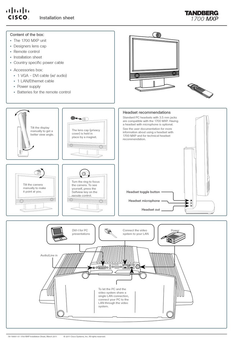 Cisco Tandberg 1700 MXP Installation sheet