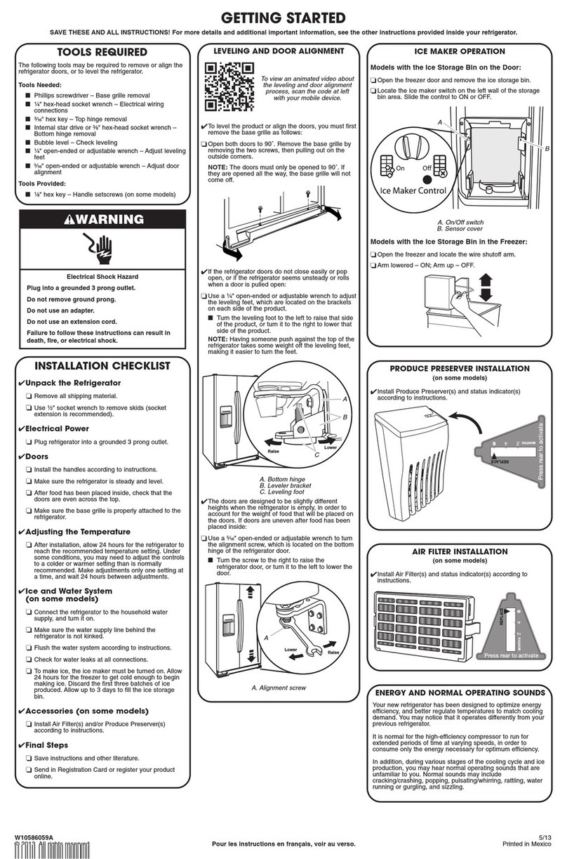 Whirlpool W10586059A Getting started Whirlpool W10586059A Getting started
