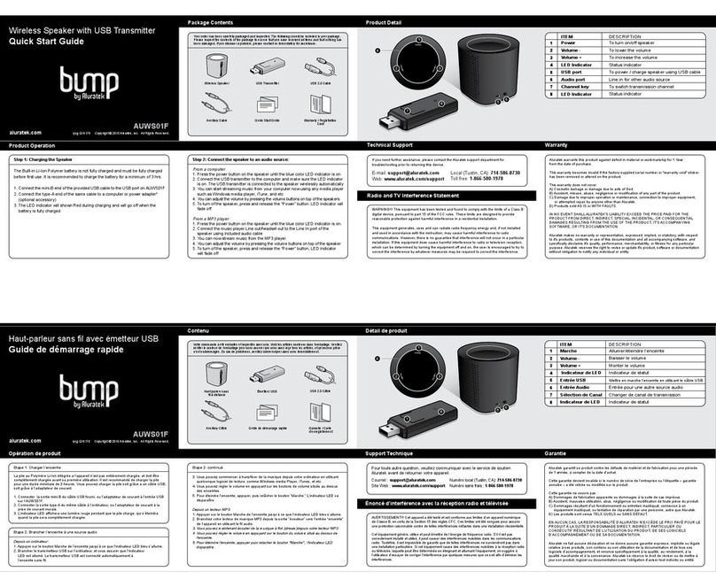 Aluratek AUWS01F quick start guide