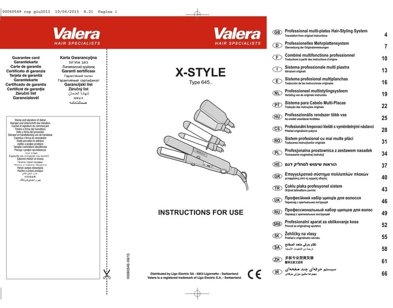 VALERA X-Style 645 Instructions for use