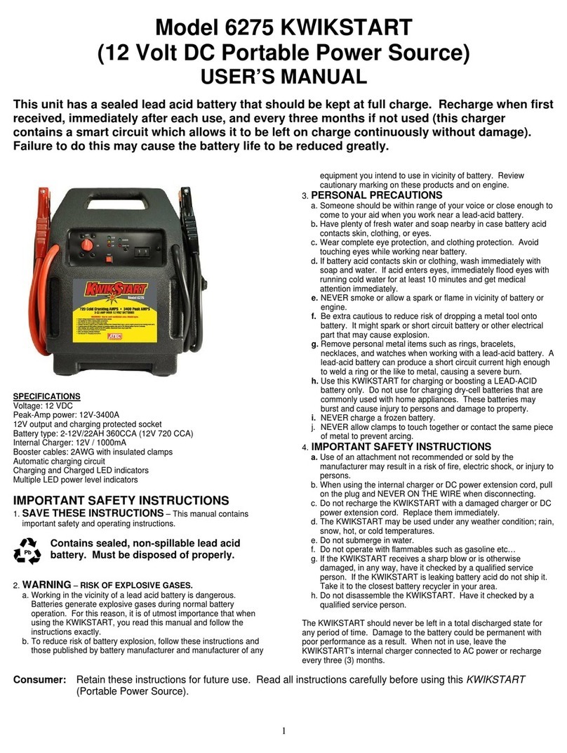 Atec 6275 KWIKSTART user manual