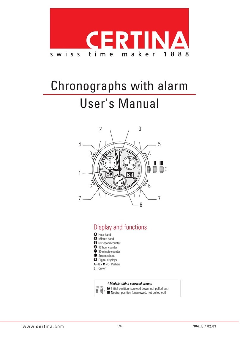 Certina Chronographs with alarm user manual