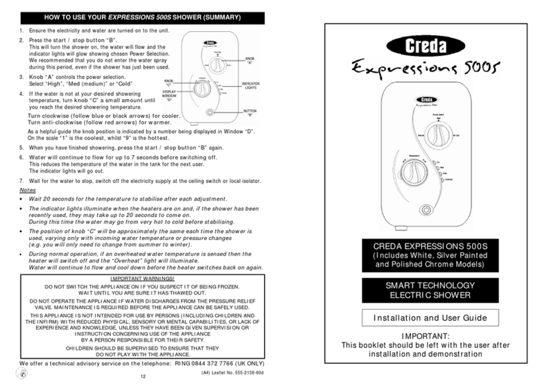 Creda EXPRESSIONS 500S Installation and user guide Creda EXPRESSIONS 500S Installation and user guide