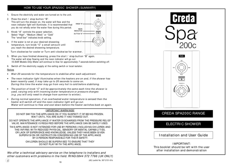 Creda SPA 200c Installation and user guide Creda SPA 200c Installation and user guide