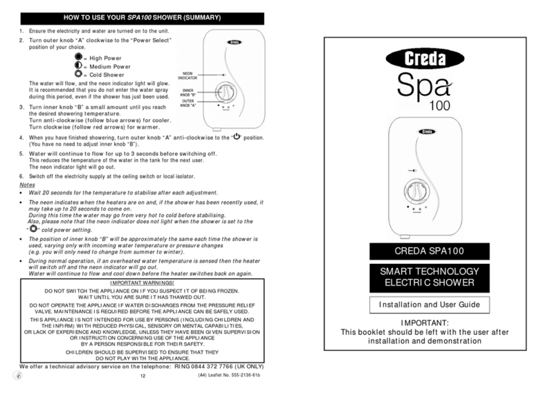 Creda Spa100 Installation and user guide
