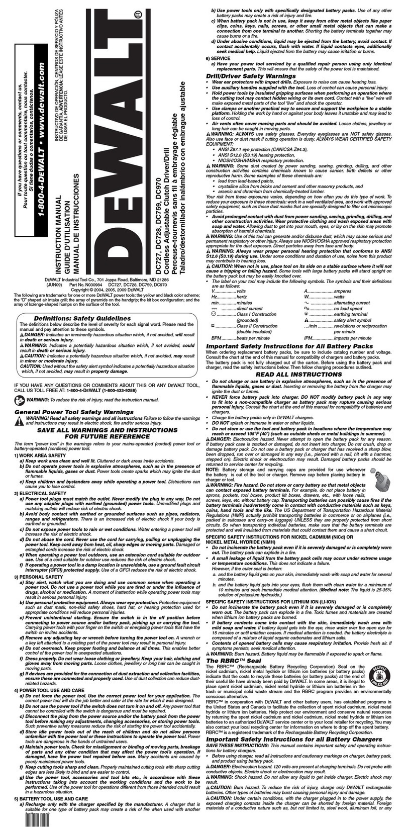 DeWalt DC727 User manual