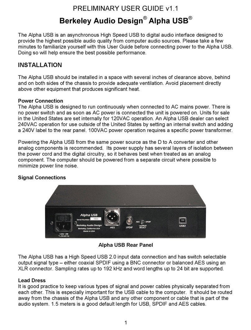 Berkeley Audio Design Alpha USB Preliminary user guide