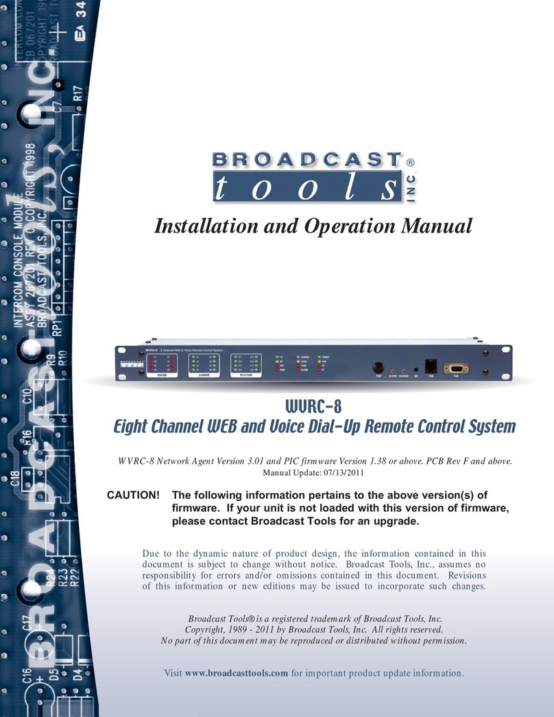 Broadcast Tools WVRC-8 Installation and operation manual