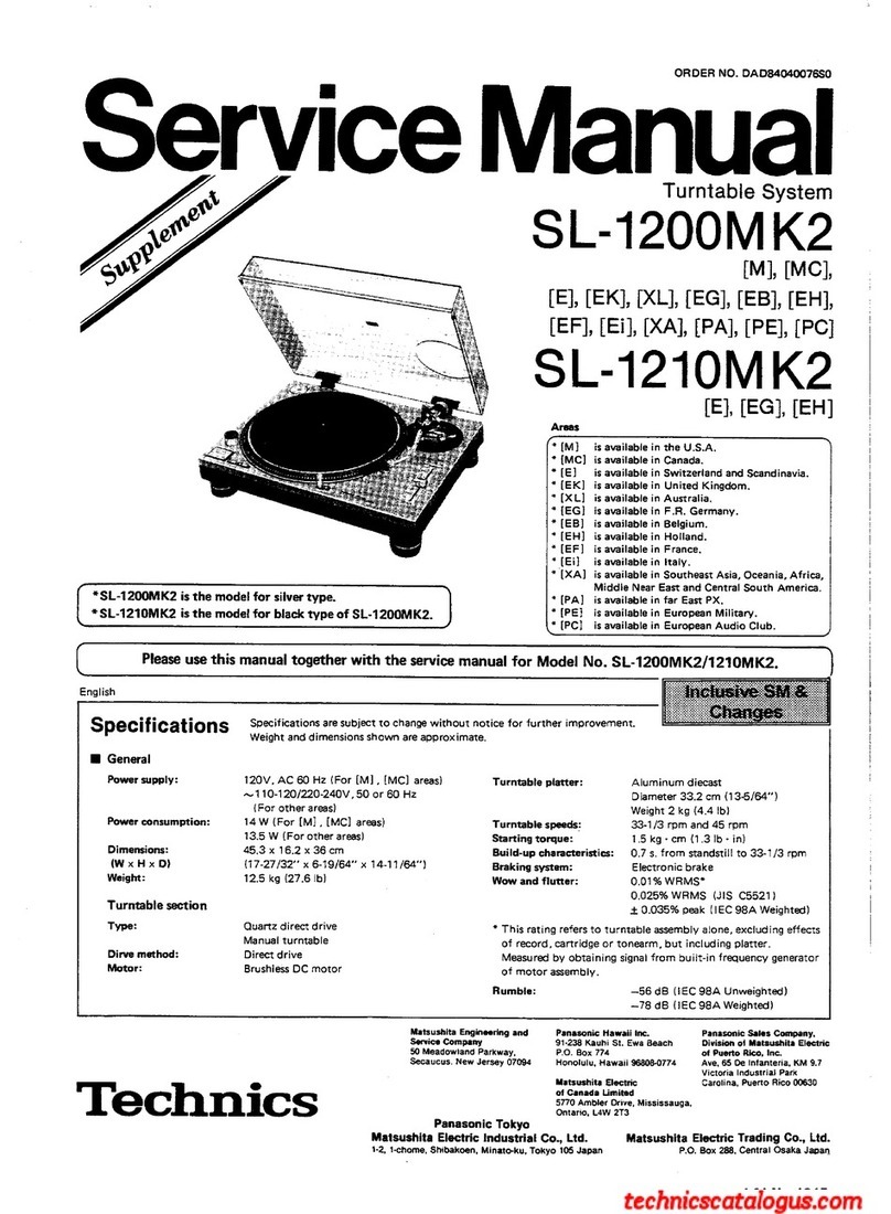 Technics SL-1200MK2 Operating manual