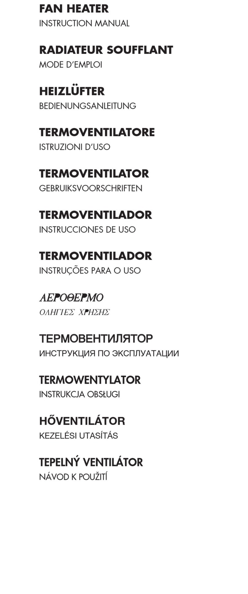 DeLonghi FAN HEATER User manual DeLonghi FAN HEATER User manual