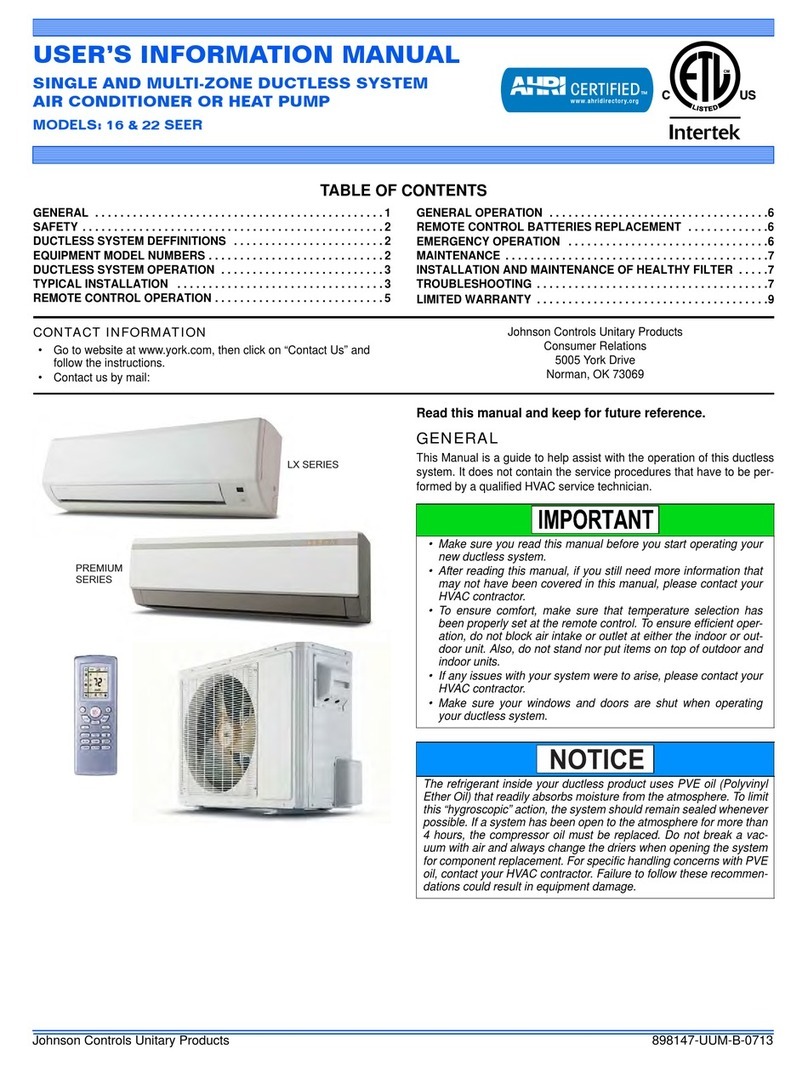 York 16 SEER Operating and installation instructions