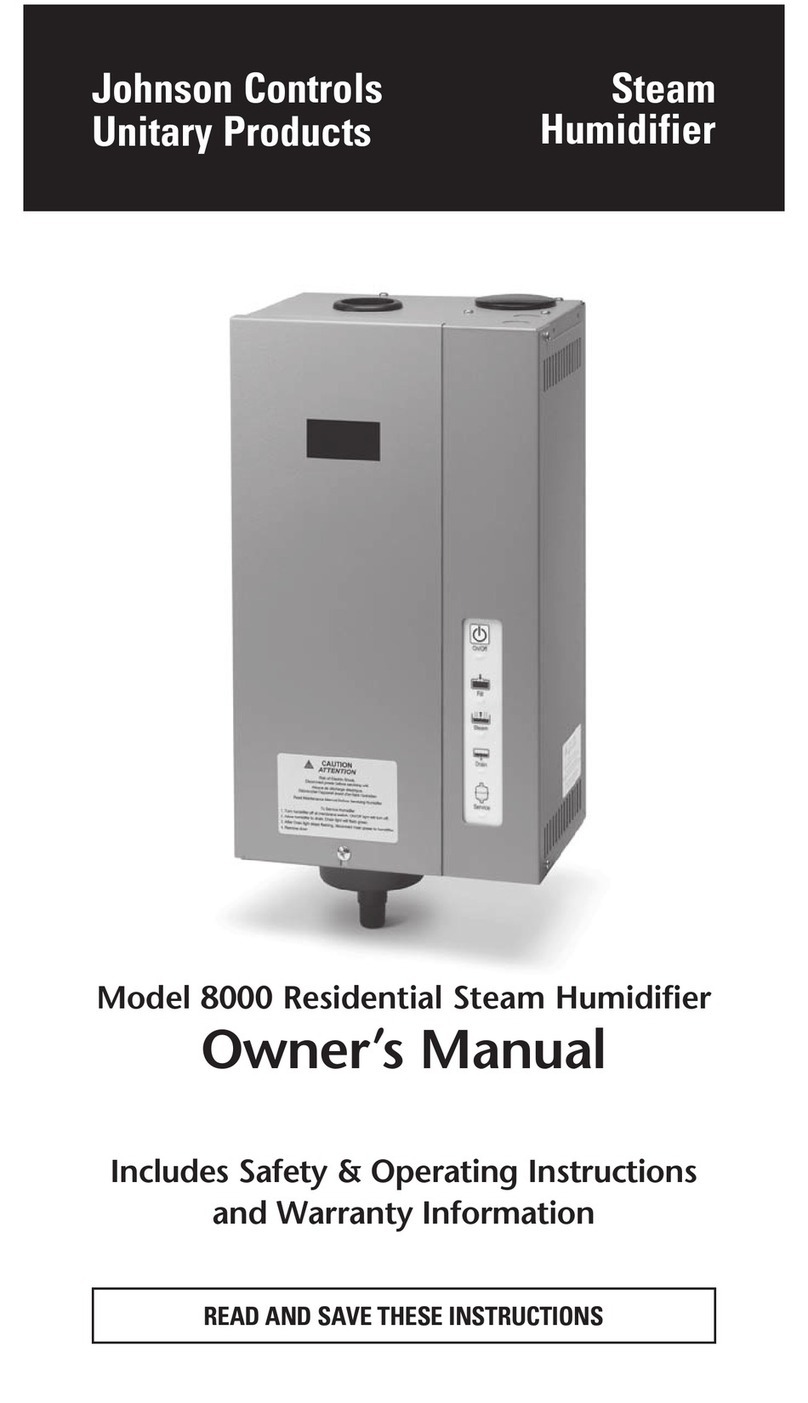 Johnson Controls Unitary Products 8000 Residential Steam Humidifier owner's manual