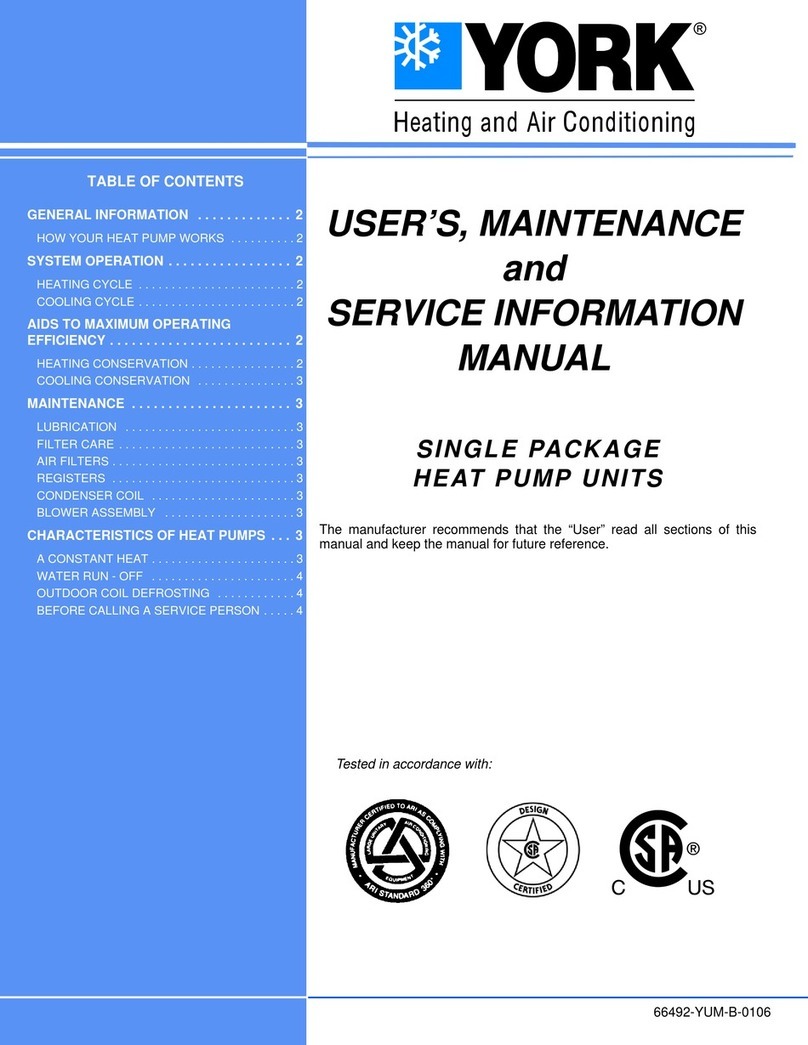 York SINGLE PACKAGE HEAT PUMP UNITS User's, maintenance  and  service information  manual