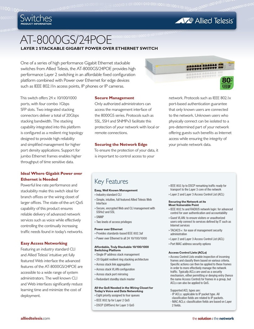 Allied Telesis AT-8000GS Layer 2 stackable gigabit power over ethernet switch